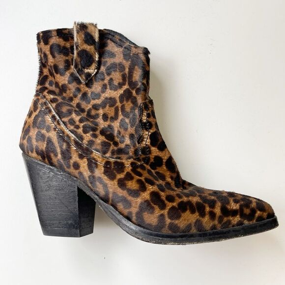 All Saints Rolene hair calf animal print zippered cowboy bootie 36 - Picture 6 of 13